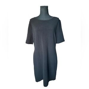 Mario Serrani Italy Black Ribbed Knit Dress L | Chic Minimalist Classic H323